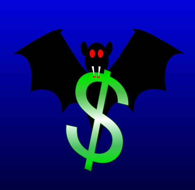 upír, netopýr, symbol dolaru